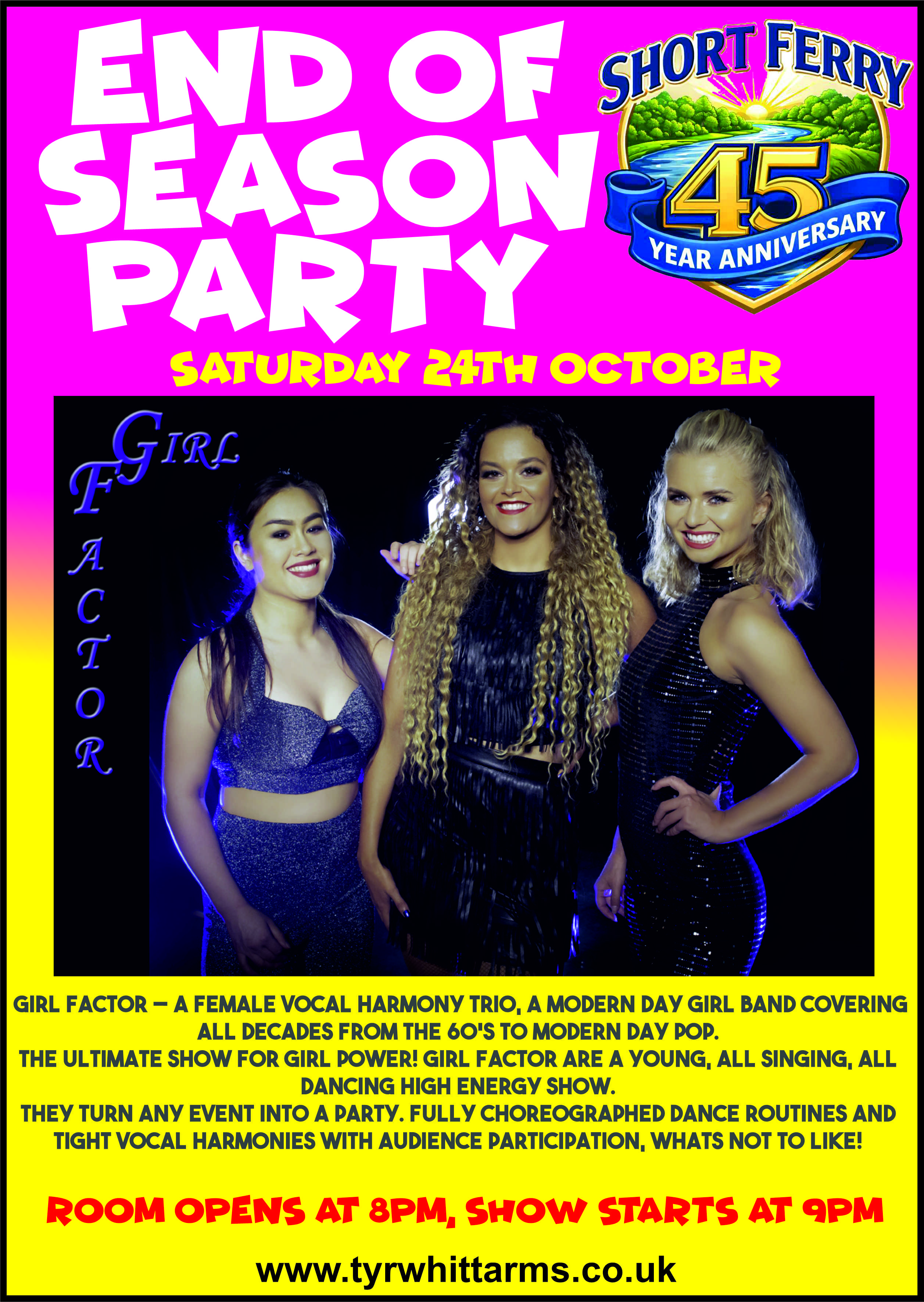 End Of Season Party With live entertainment from Girl Factor